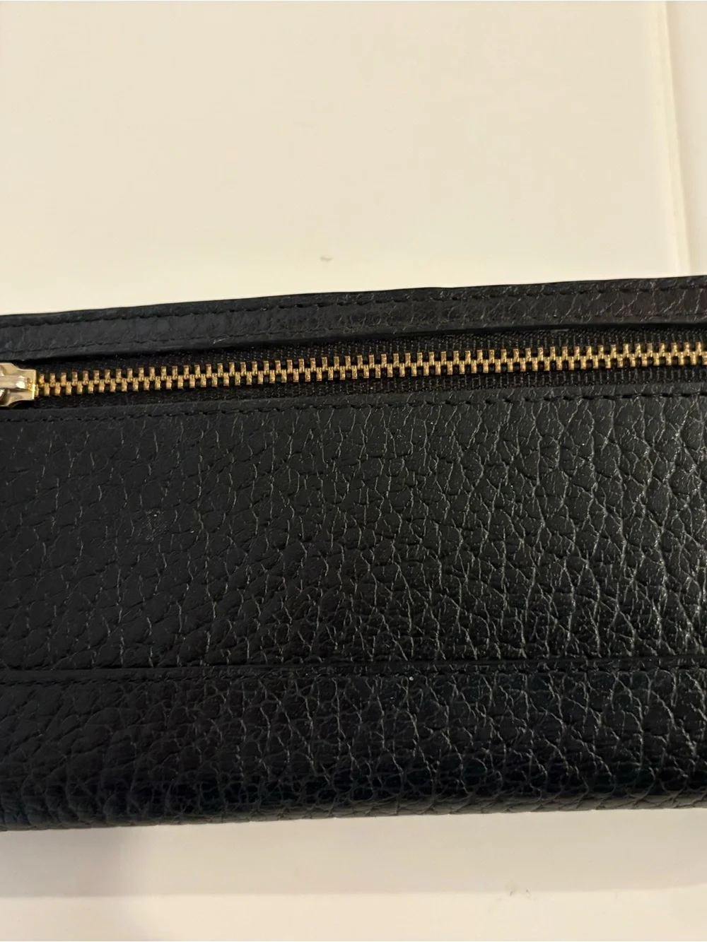 Kate Spade Black Pebbled Leather Wallet with Gold Plaque